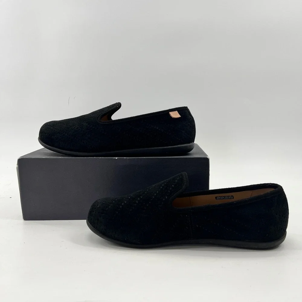 Spenco Siesta Slide Shoes Sz 8.5 Black Blue Orthotic Suede 2 Pr Comfy Slippers